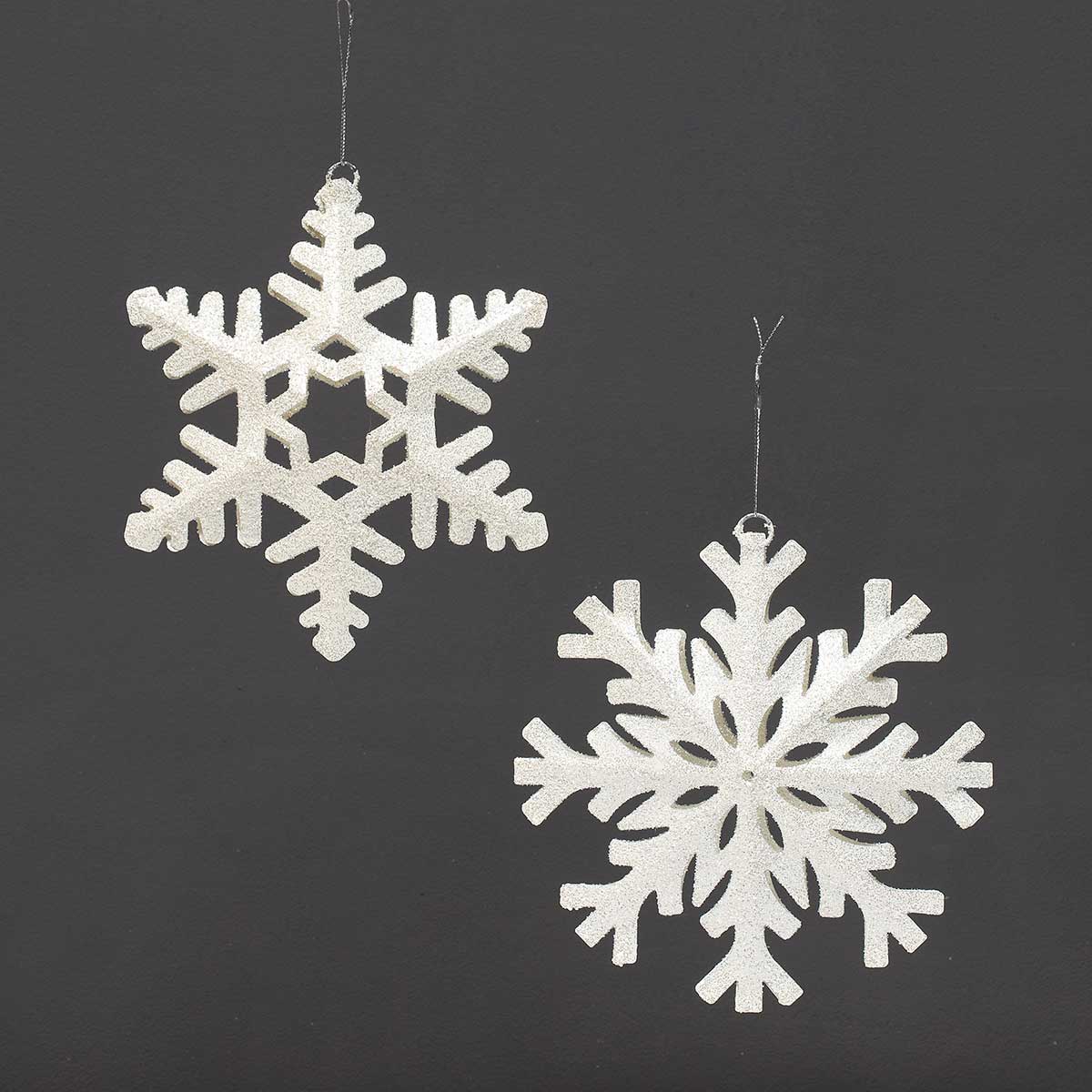 ORNAMENT SNOWFLAKE 2 ASSORTED LARGE 8IN WHITE METAL - Click Image to Close