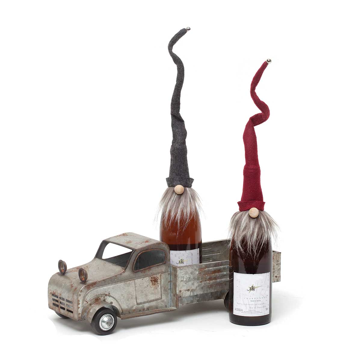 b50 BOTTLE TOPPER GNOME 2 ASSORTED 18IN BURGUNDY/GREY