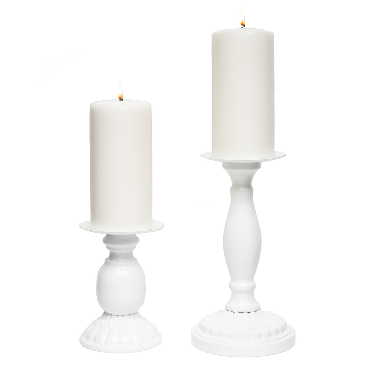 CANDLEHOLDER MEDIUM 4.5IN X 8.5IN MATTE WHITE METAL - Click Image to Close