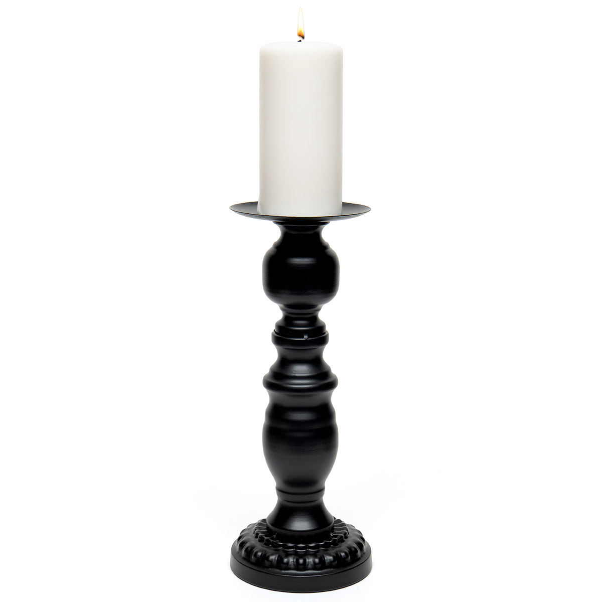 CANDLEHOLDER LARGE 5IN X 12.5IN MATTE BLACK METAL - Click Image to Close
