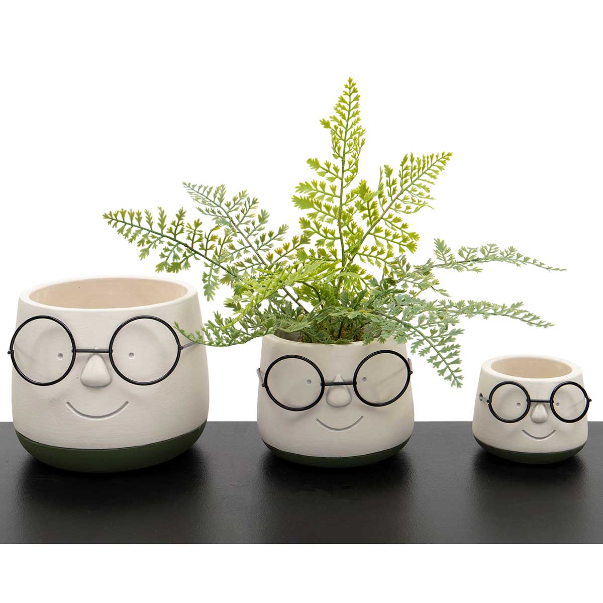 POT POINDEXTER MEDIUM 5IN X 4IN WHITE/GREEN FACE/WIRE GLASSES - Click Image to Close