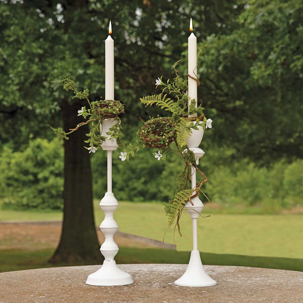 CANDLESTICK/HOLDER CURVES 4.5IN X 15IN MATTE WHITE METAL