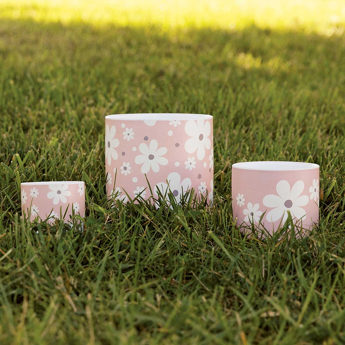b50 POT WHOOPSIE DAISY LARGE 5.25IN X 4.75IN PINK/WHITE CERAMIC - Click Image to Close