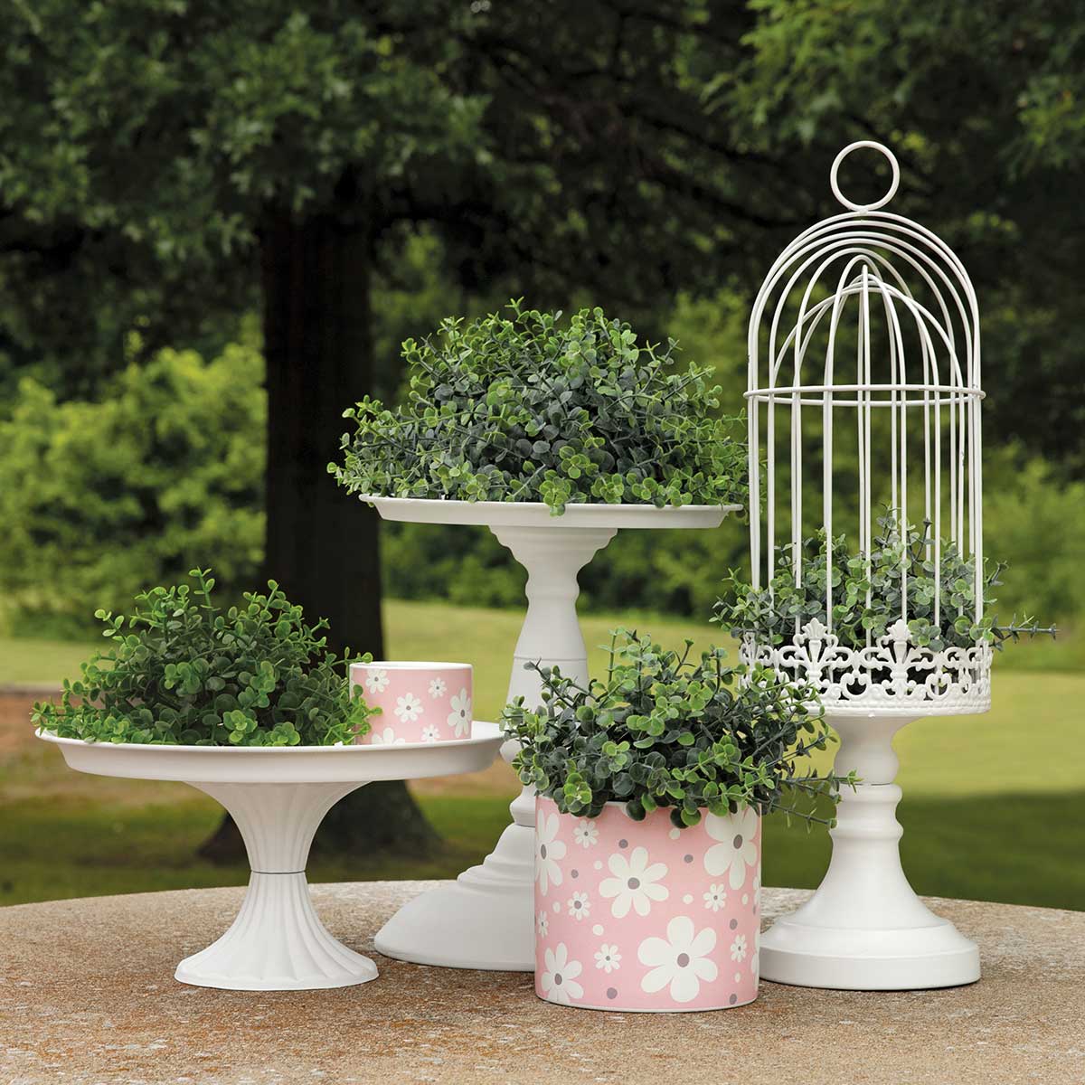 b50 POT WHOOPSIE DAISY LARGE 5.25IN X 4.75IN PINK/WHITE CERAMIC - Click Image to Close