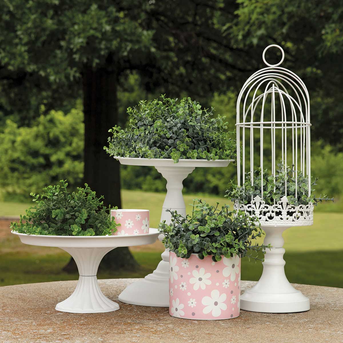 b50 POT WHOOPSIE DAISY SMALL 3IN X 2.5IN PINK/WHITE CERAMIC - Click Image to Close