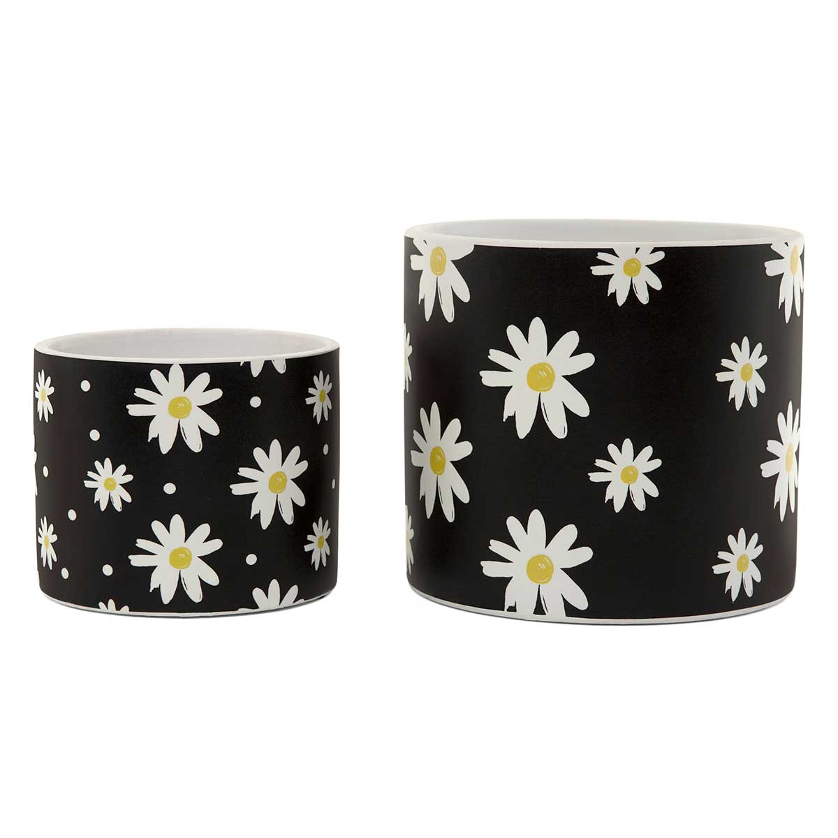 b50 POT MAISY DAISY LARGE 5.25IN X 4.75IN BLACK/WHITE CERAMIC - Click Image to Close