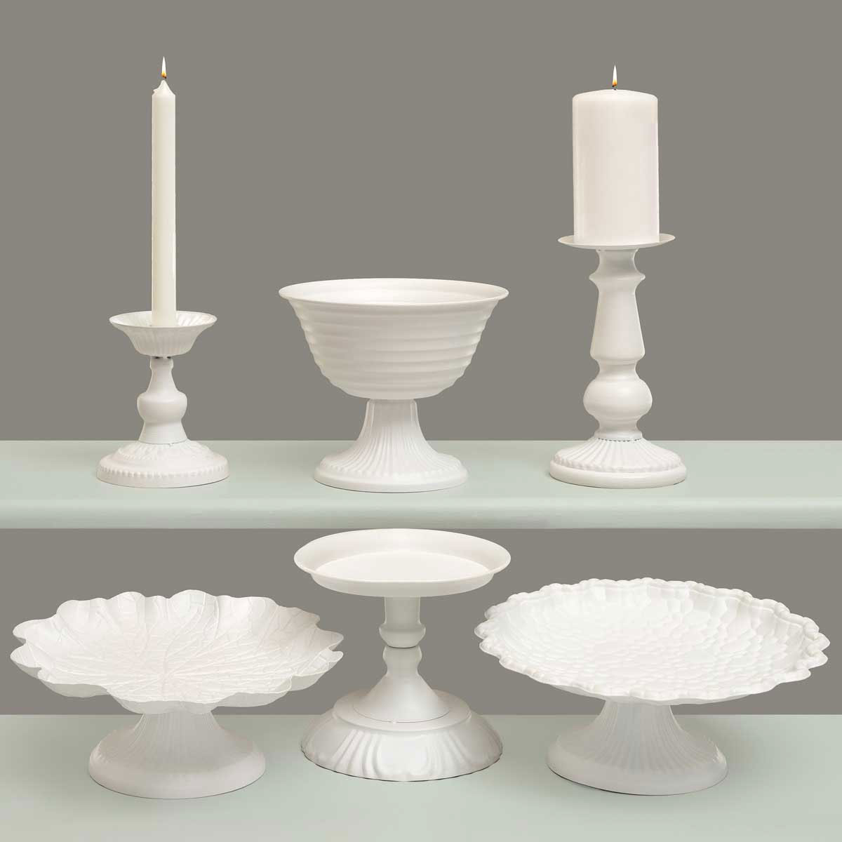 CANDLEHOLDER MEDIUM 4.5IN X 8IN MATTE WHITE METAL - Click Image to Close
