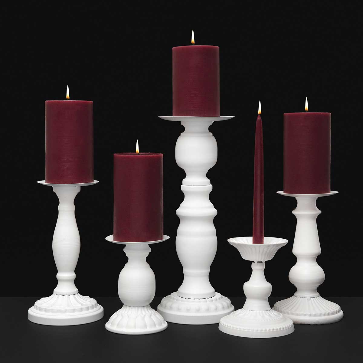 CANDLEHOLDER MEDIUM 4.5IN X 8IN MATTE WHITE METAL - Click Image to Close