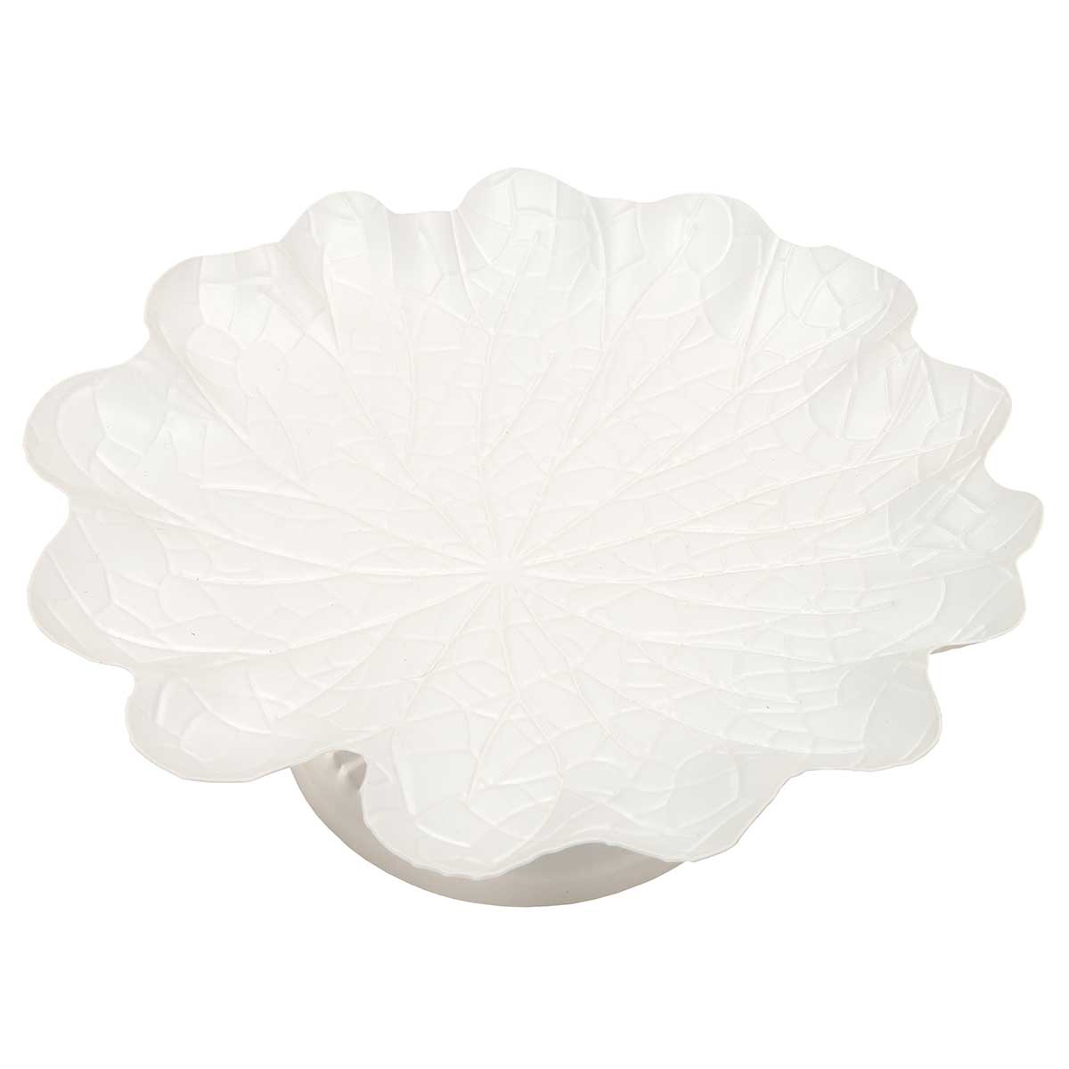 DISPLAY TRAY WATERLILY 10IN X 4IN MATTE WHITE METAL - Click Image to Close