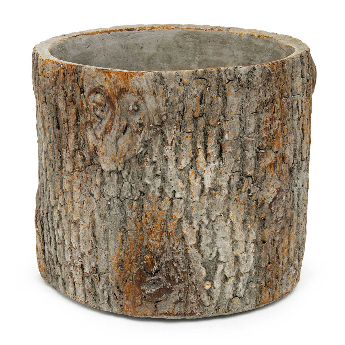 POT TREE TRUNK ROUND 5.5IN X 5IN BROWN CONCRETE - Click Image to Close