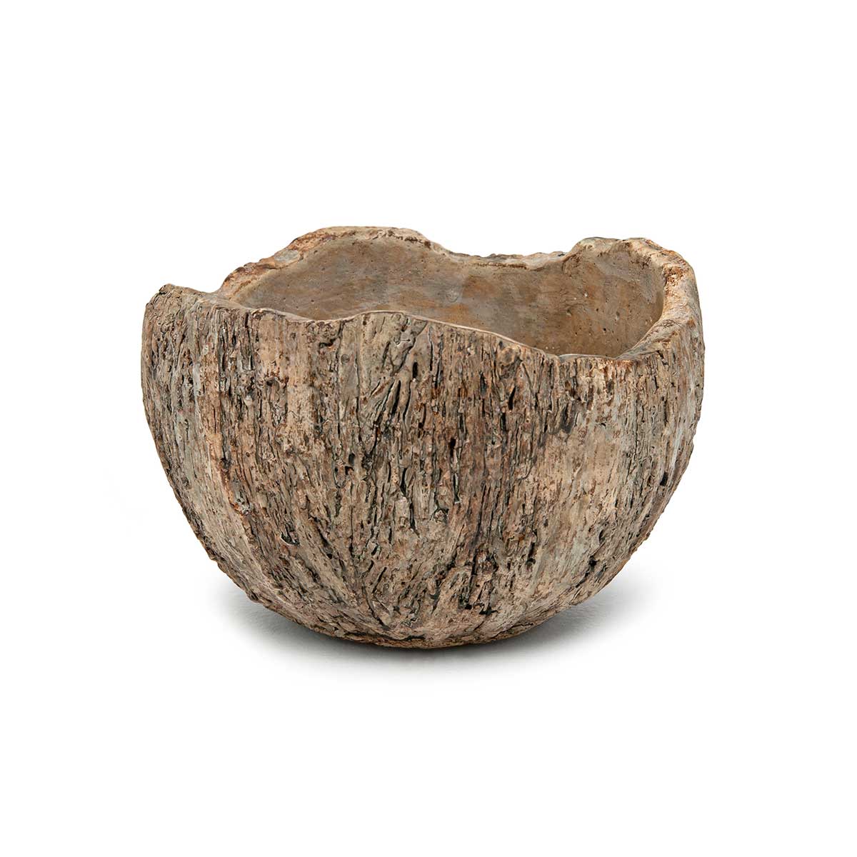 POT LOG LIVE EDGE BOWL SMALL 6IN X 4IN BROWN CONCRETE - Click Image to Close