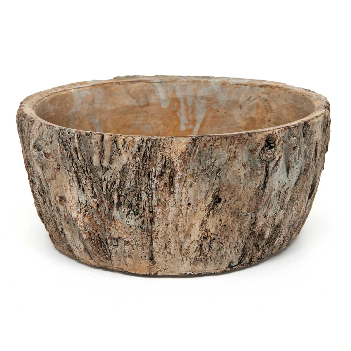 POT BARK BOWL 6.5IN X 3IN BROWN CONCRETE WITH WATERTIGHT GLAZE