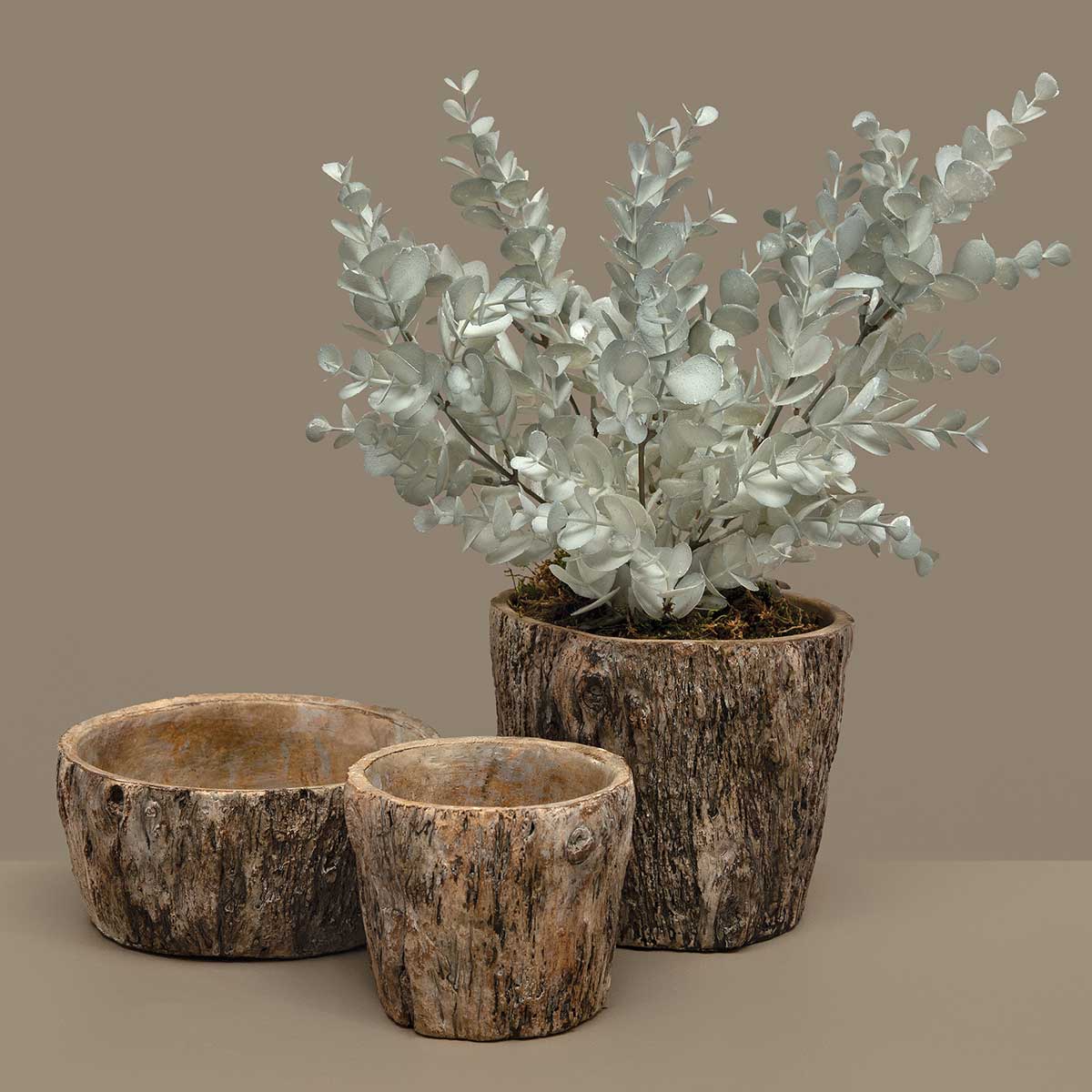 POT BARK BOWL 6.5IN X 3IN BROWN CONCRETE WITH WATERTIGHT GLAZE - Click Image to Close