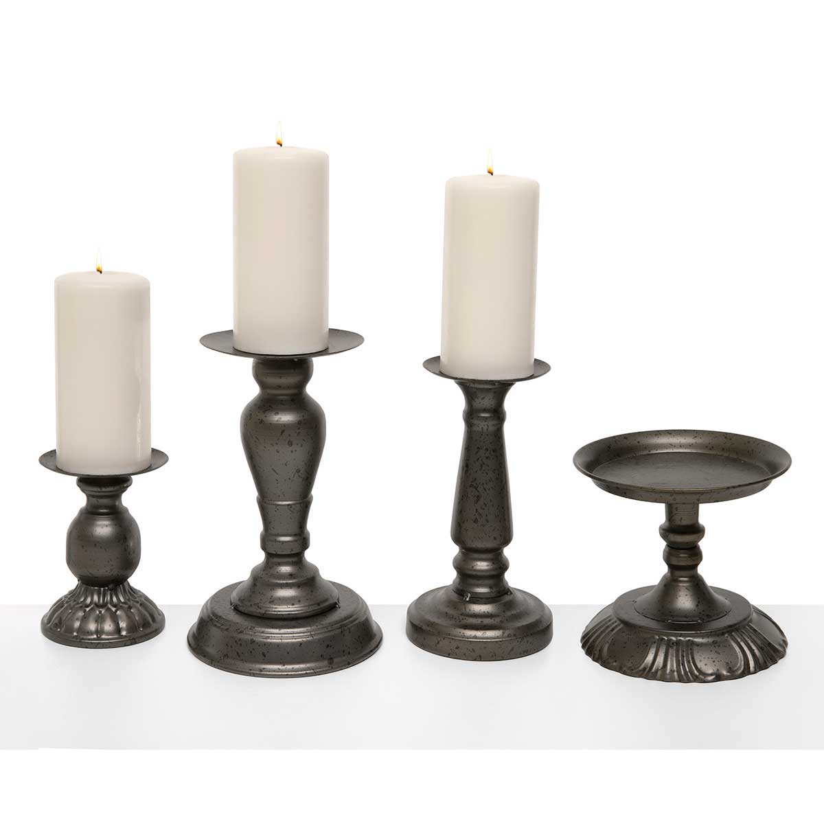 CANDLEHOLDER PEWTER LARGE 6IN X 9.25IN METAL - Click Image to Close