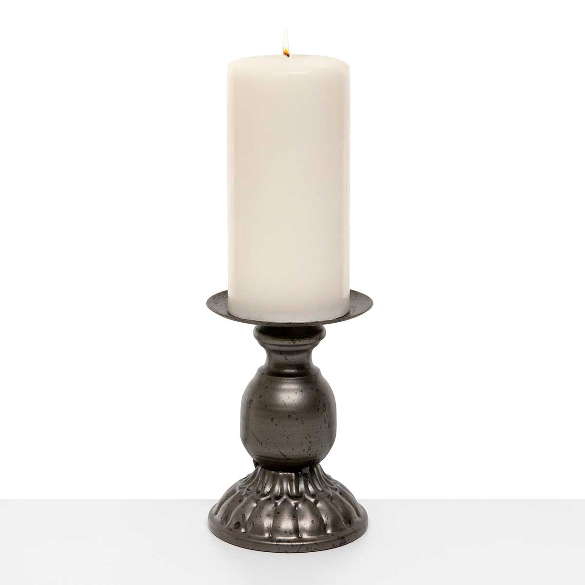 CANDLEHOLDER PEWTER SMALL 3.5IN X 5.5IN METAL - Click Image to Close