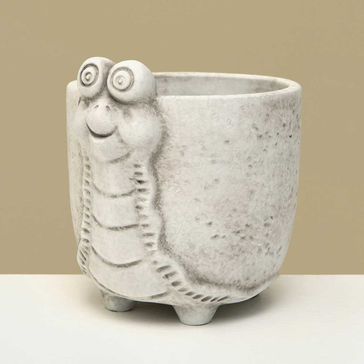 POT SNAIL 4.75IN X 4.5IN GREY WASH CONCRETE - Click Image to Close