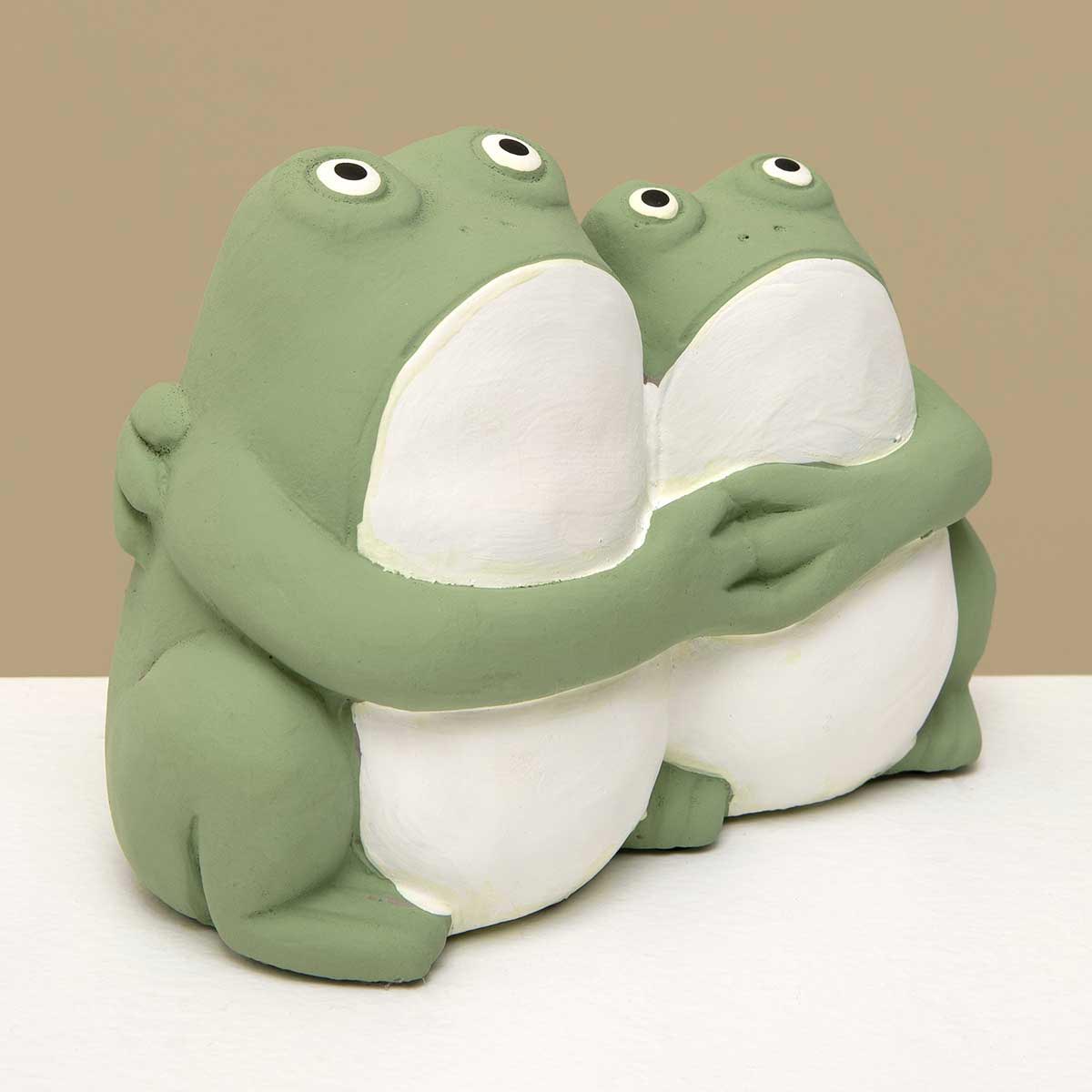 HUGGING FROGS 5.75IN X 3.25IN X 4.25IN GREEN/WHITE CONCRETE - Click Image to Close