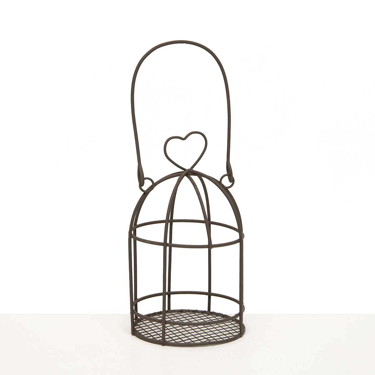 BIRD CAGE VOTIVE HOLDER HEART 3IN X 5IN BROWN METAL - Click Image to Close