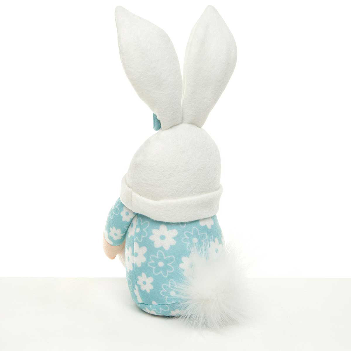 b70 GNOME EASTER BUNNY WITH EGG L 4IN X 6IN X 11.5IN BLUE/WHITE