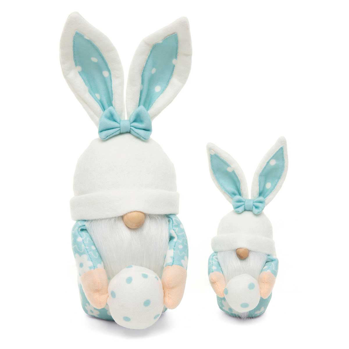 b70 GNOME EASTER BUNNY WITH EGG L 4IN X 6IN X 11.5IN BLUE/WHITE - Click Image to Close