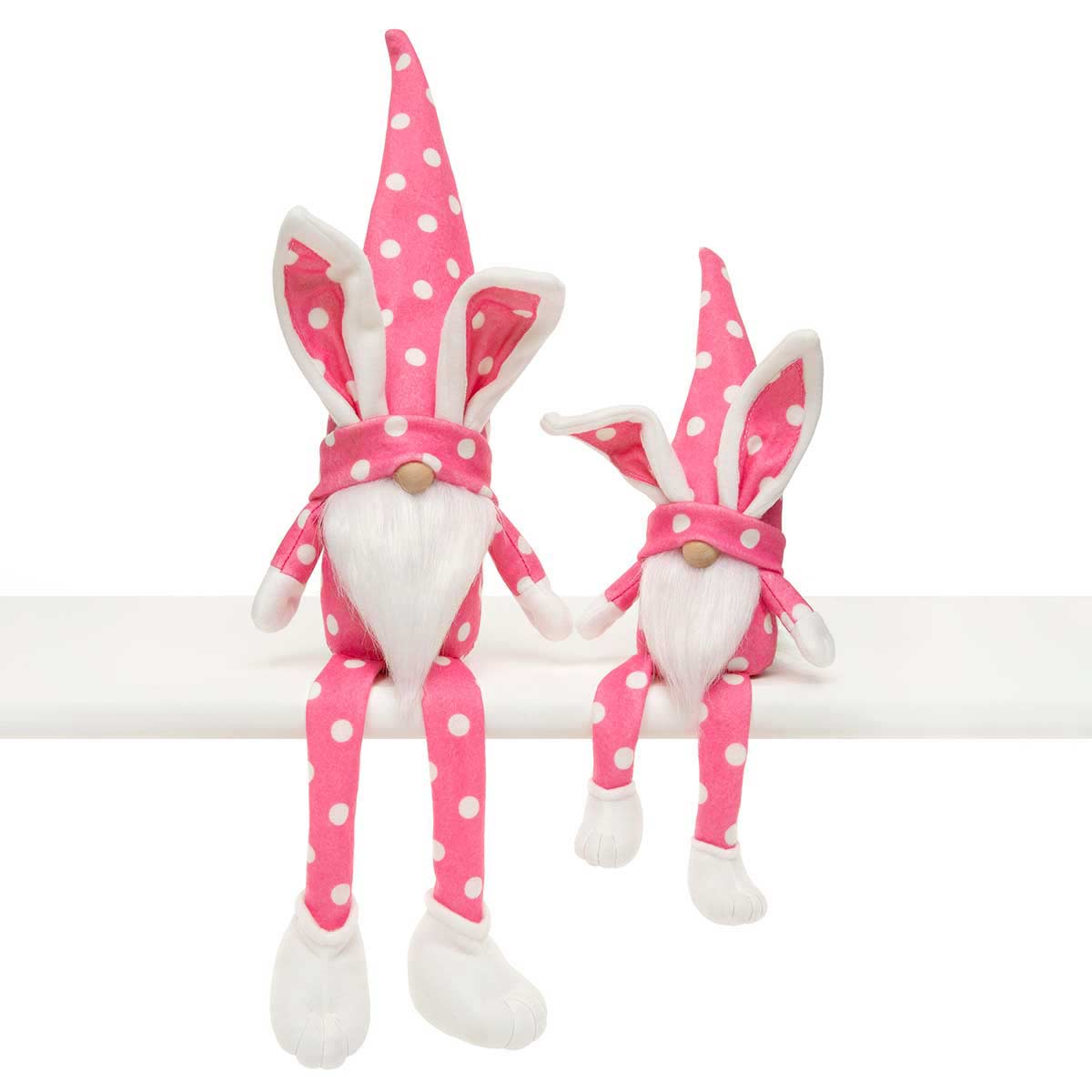 b70 GNOME DOT BUNNY LEGS LARGE 4.5IN X 5IN X 20.5IN PINK/WHITE - Click Image to Close