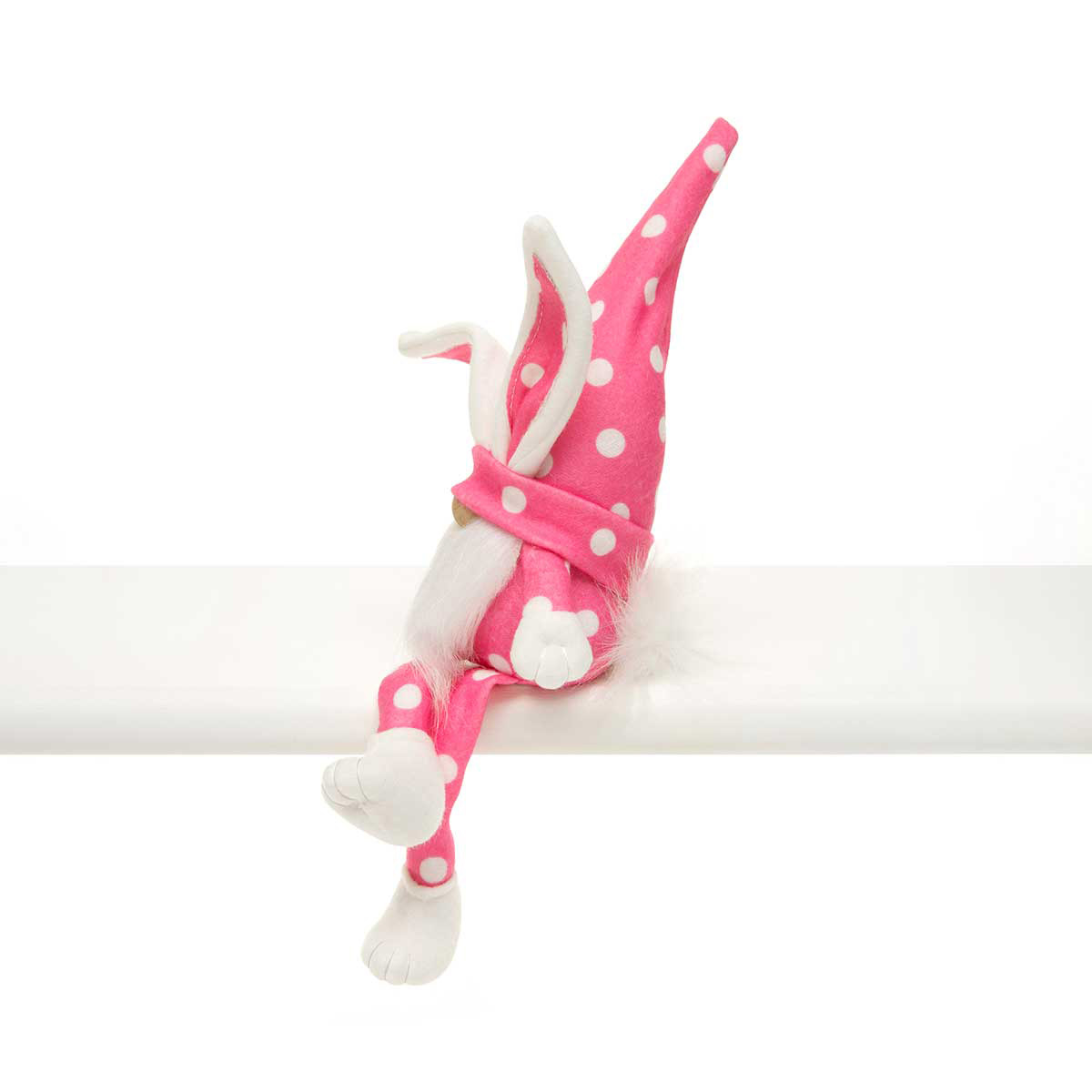 b70 GNOME DOT BUNNY LEGS SMALL 3.5IN X 4.5IN X 13.5IN PINK/WHITE - Click Image to Close