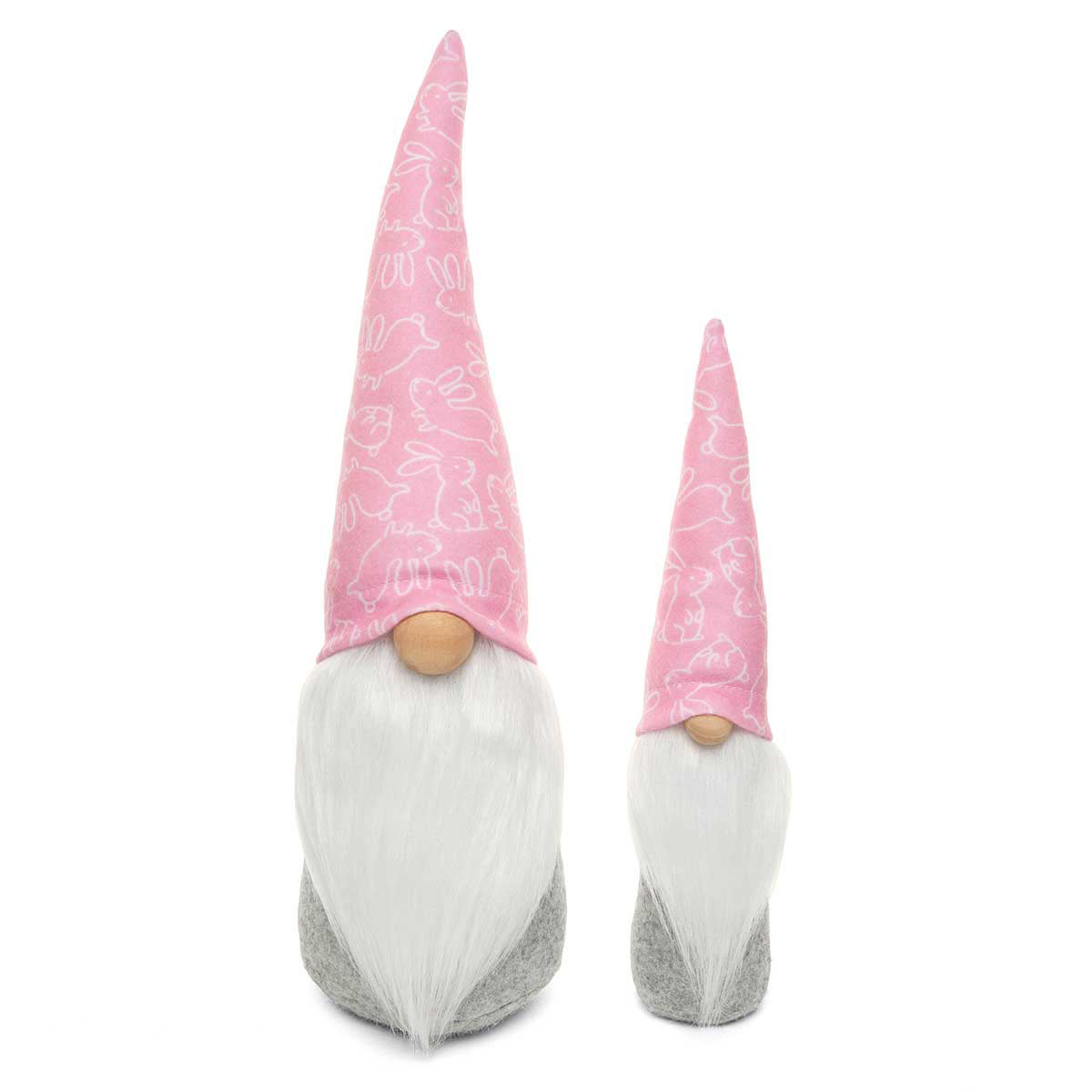 b70 GNOME BUNNY PRINT HAT 4IN X 3.75IN X 14IN PINK/GREY