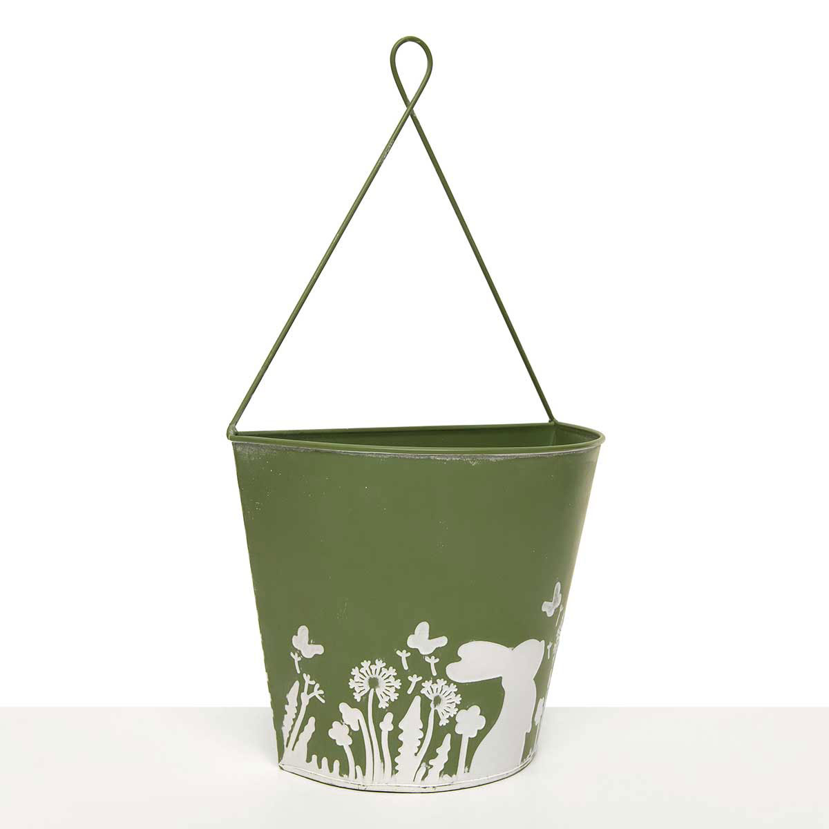 WALL PLANTER RABBIT MOTIF LARGE 8.75IN X 4.75IN X 16.5IN GREEN