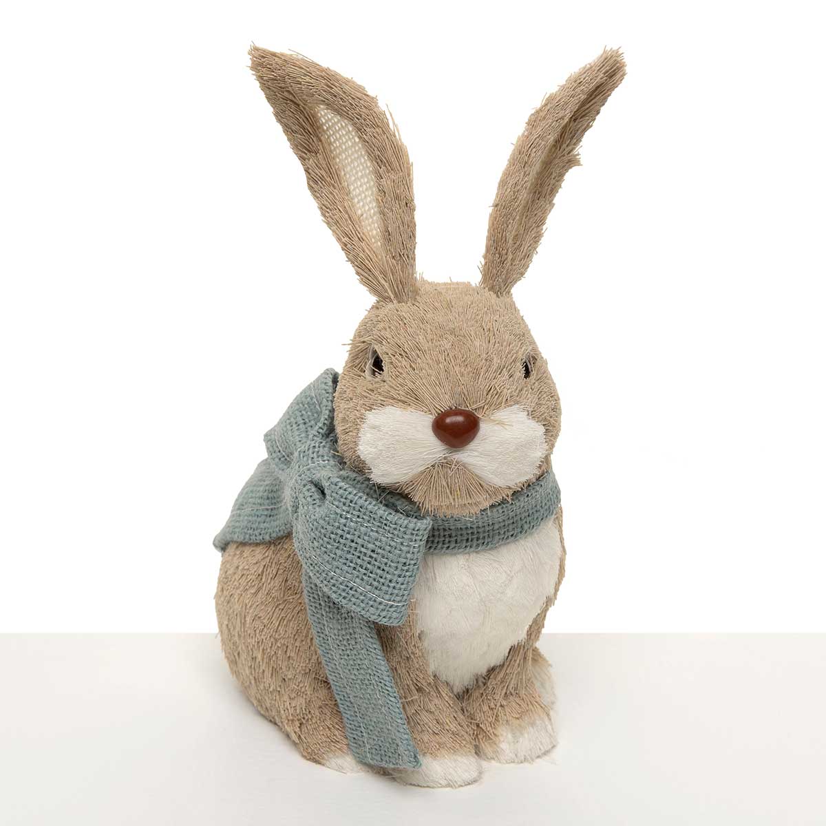 BUNNY COTTONTAIL WITH BLUE BOW 7IN X 4.75IN X 9.5IN SISAL