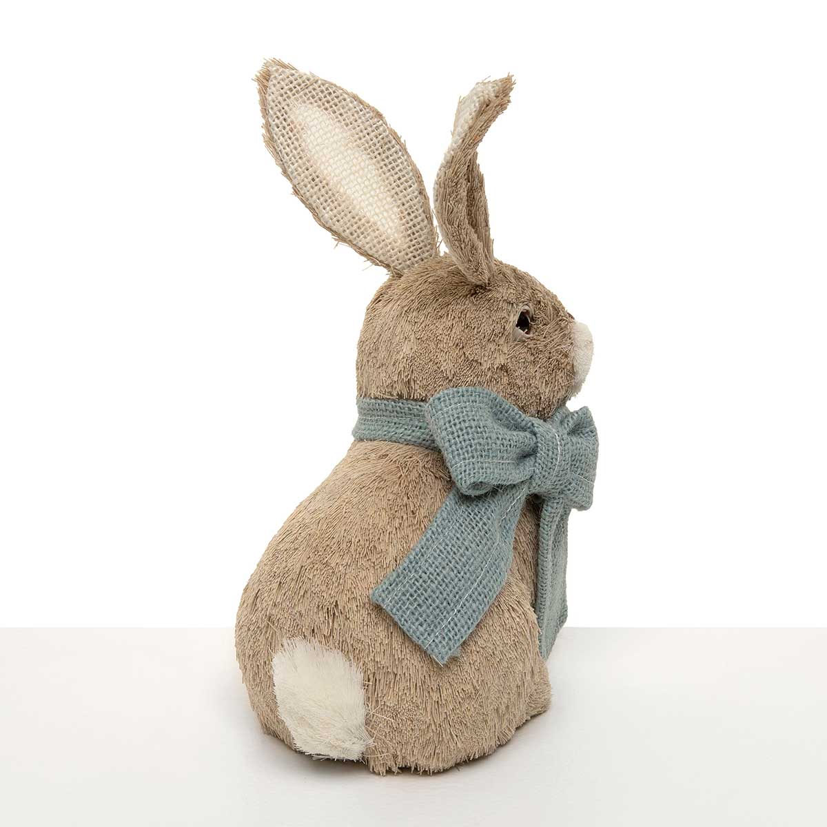 BUNNY COTTONTAIL WITH BLUE BOW 7IN X 4.75IN X 9.5IN SISAL