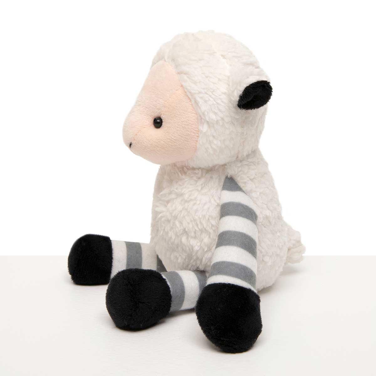 PLUSH LAMB WITH STRIPED ARMS 5.5IN X 4IN X 6IN WHITE/GREY
