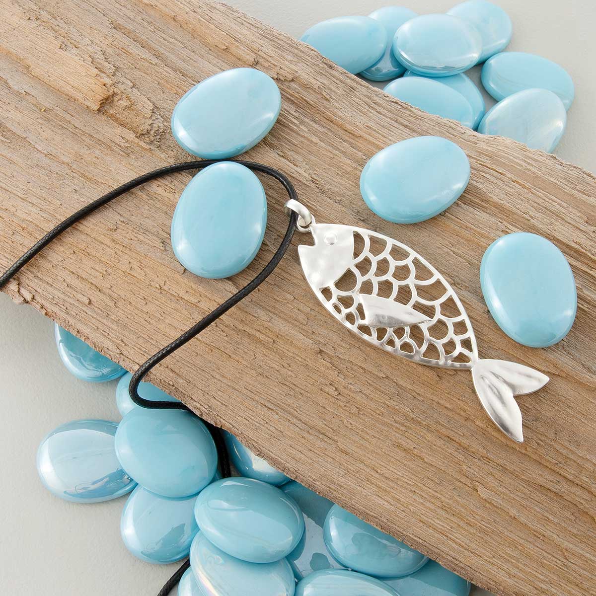 b50 NECKLACE FISH ON CORD 1.25IN X 3.75IN ; 30IN - 32IN - Click Image to Close