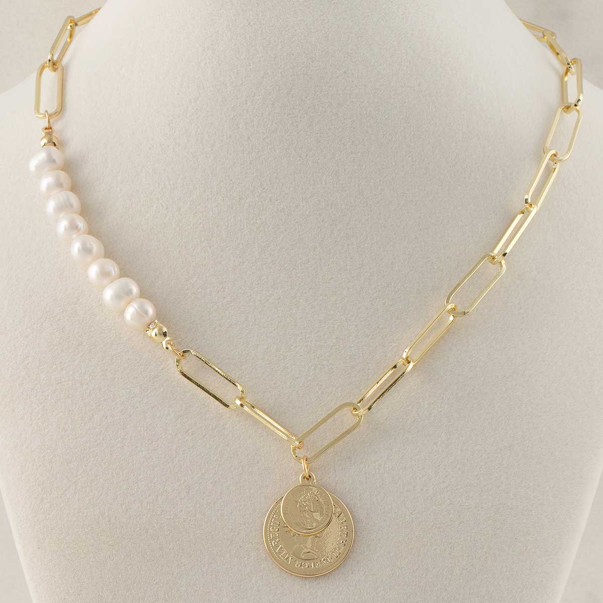 NECKLACE PEARLS LINKS CIRCLE