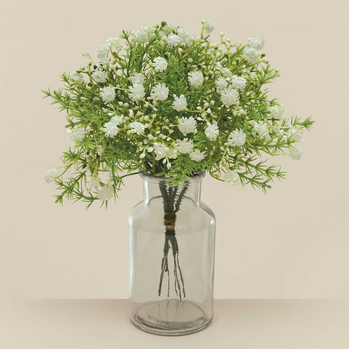 BUNDLE OF 6 FLOWERING GRASS 8IN X 9.5IN GREEN/WHITE - Click Image to Close