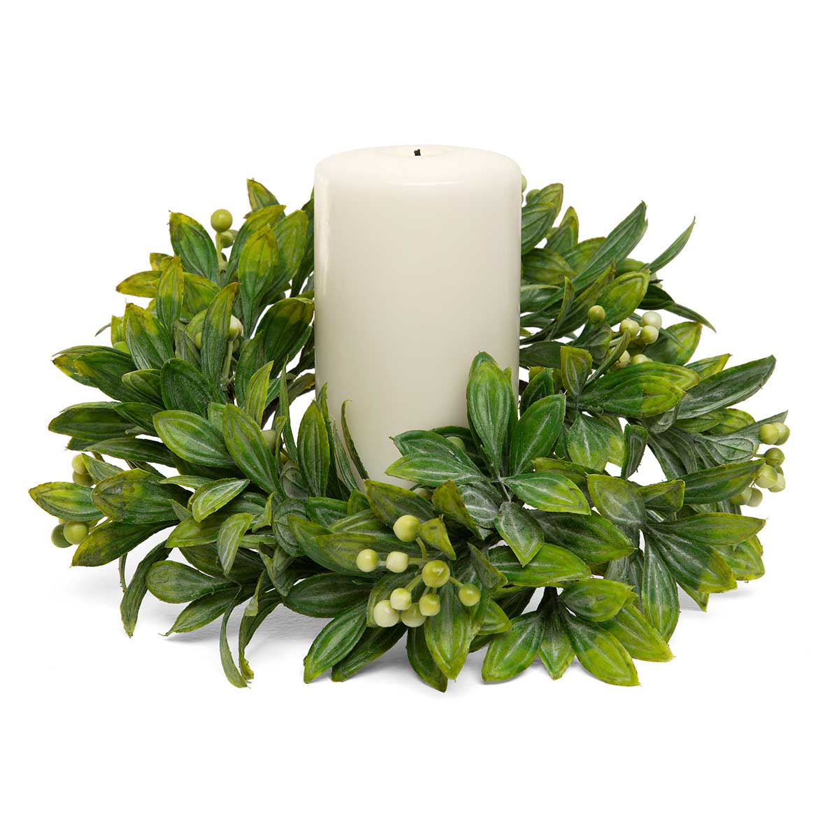 CANDLE RING PRIVET/BERRY 10IN (INNER RING 4.5IN) GREEN - Click Image to Close