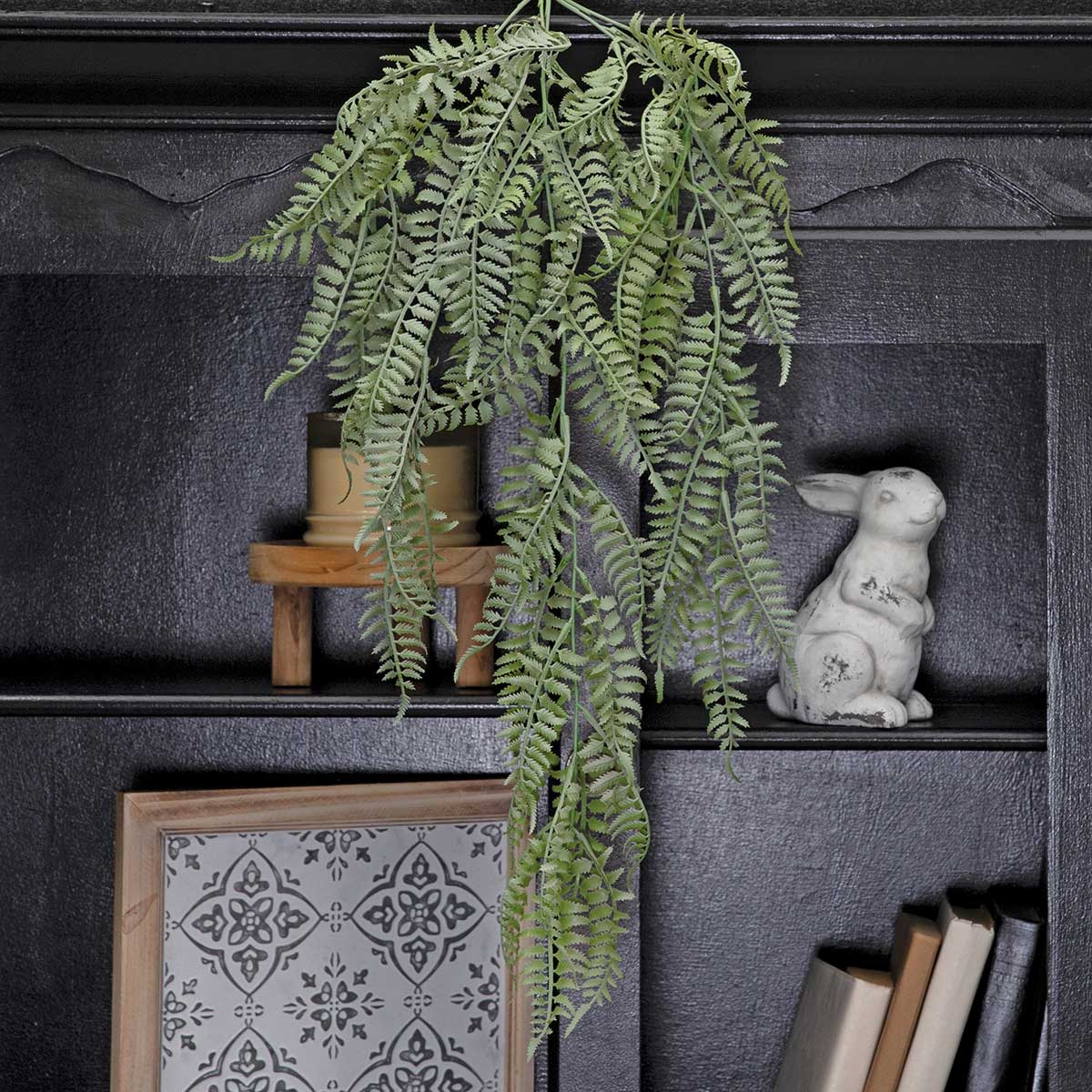 HANGING BUSH SWORD FERN 11IN X 29IN GREY - Click Image to Close