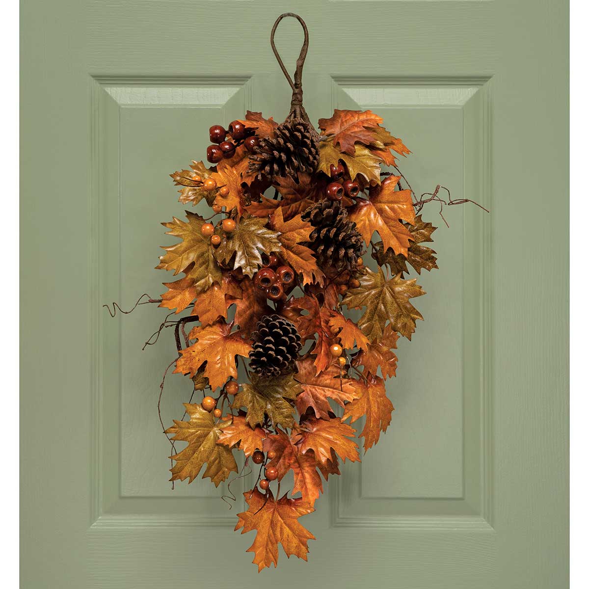 BOUGH MAPLE LEAF WITH PINECONES 19IN X 28IN - Click Image to Close