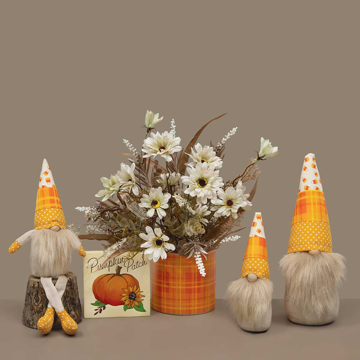 b50 GNOME CANDY CORN WITH LEGS 3.5IN X 13IN MUSTARD/ORANGE - Click Image to Close