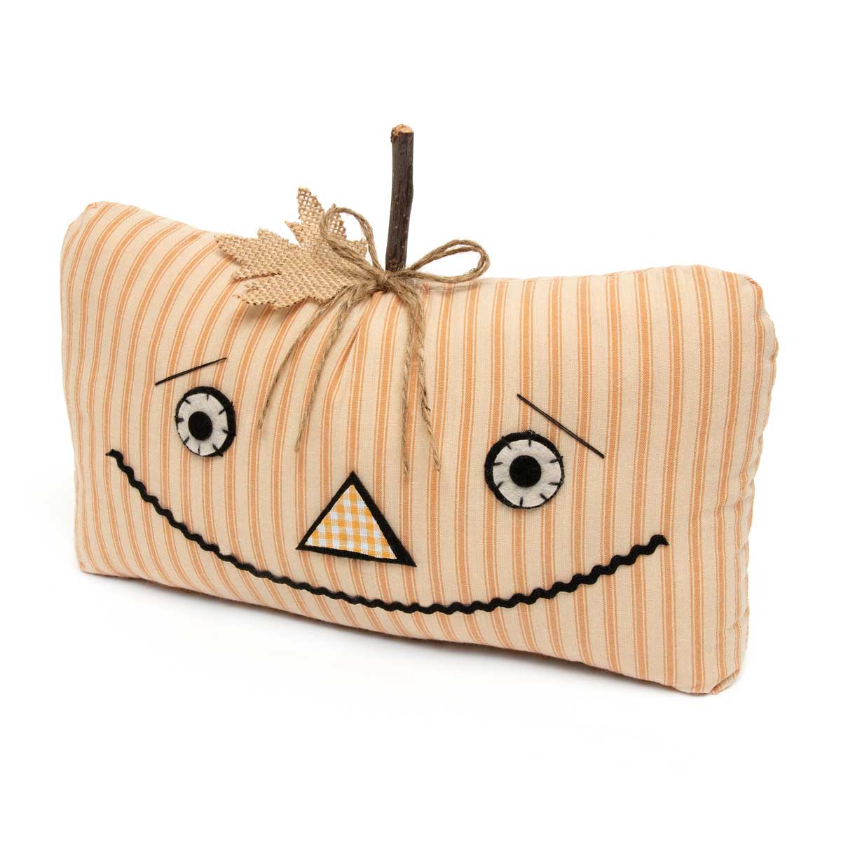 PILLOW PUMPKIN FACE LARGE 12.5IN X 4.25IN X 6.5IN ORANGE/BEIGE - Click Image to Close