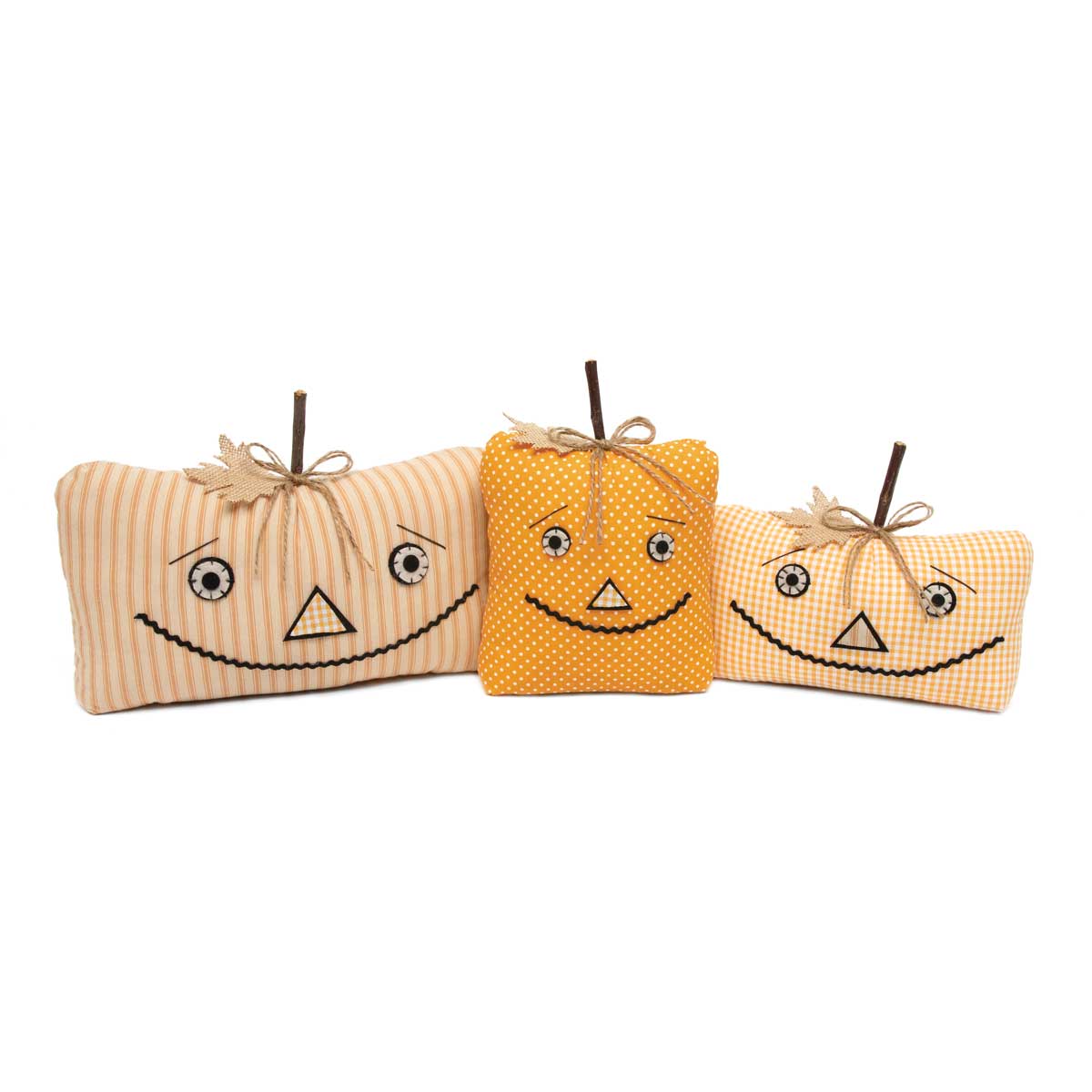 PILLOW PUMPKIN FACE SQUARE 7IN X 3.5IN X 7IN MUSTARD/WHITE - Click Image to Close