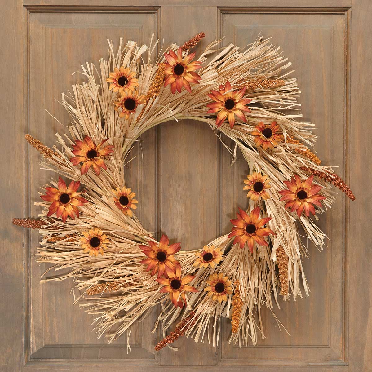 WREATH FESTIVE FIELD 22IN (INNER RING 9IN) MUSTARD/RUST/BEIGE - Click Image to Close