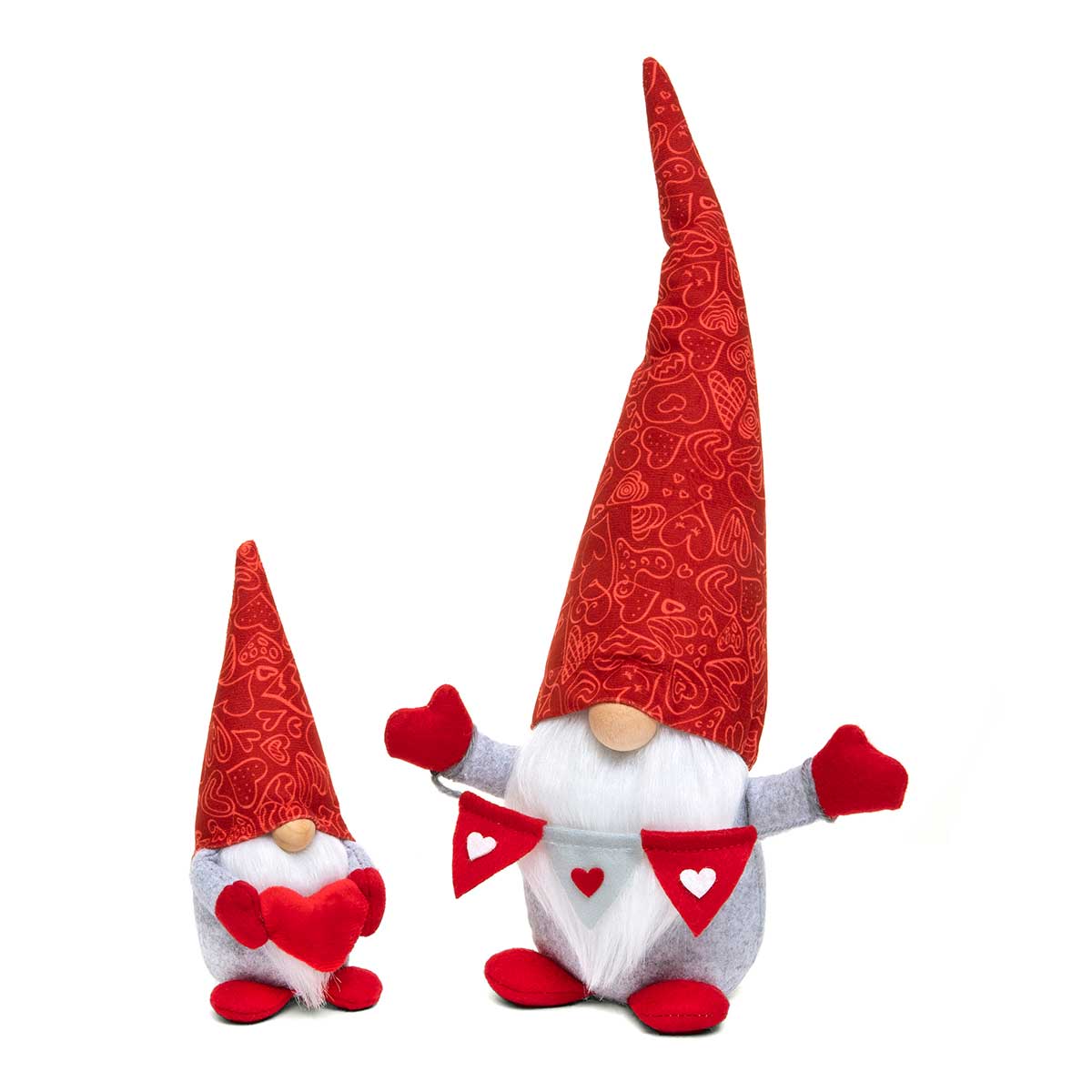 b70 GNOME PLUSH HEART SMALL 2.75IN X 3.75IN X 7IN RED/GREY - Click Image to Close