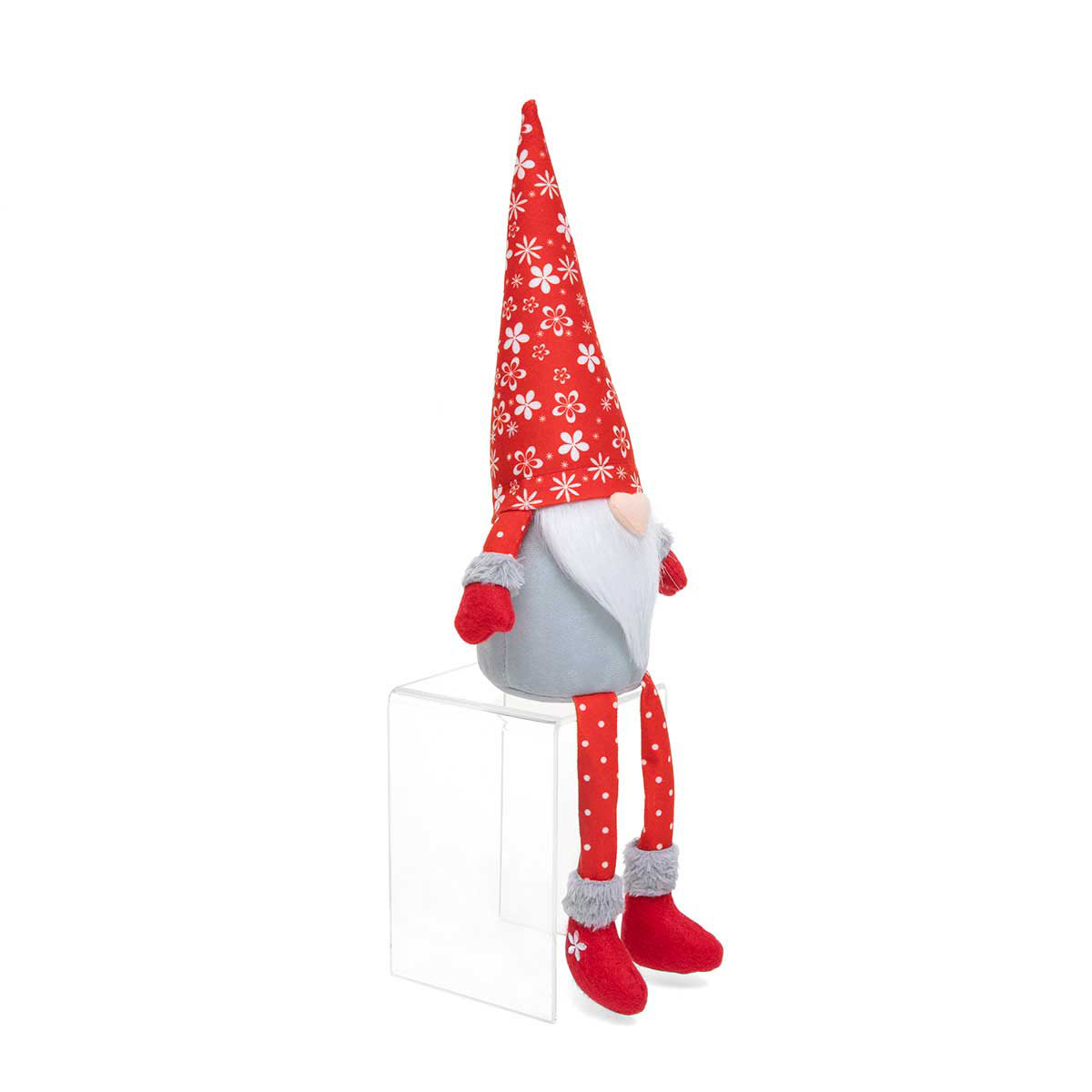 b70 GNOME FLORAL HAT WITH LEGS LA 4.75IN X 3.5IN X 17.5IN RED