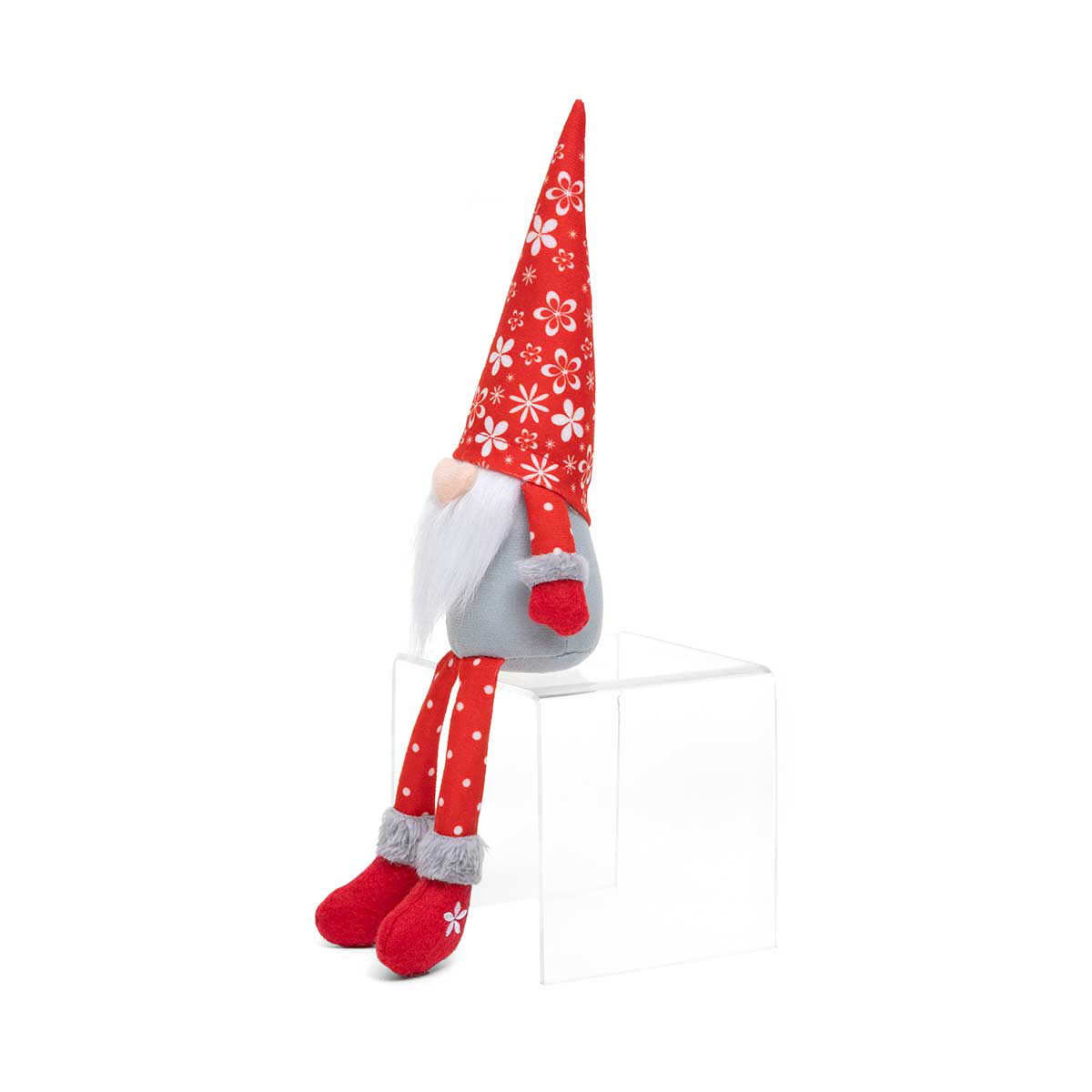 b70 GNOME FLORAL HAT WITH LEGS SMALL 3.25IN X 2.5IN X 12.5IN RED