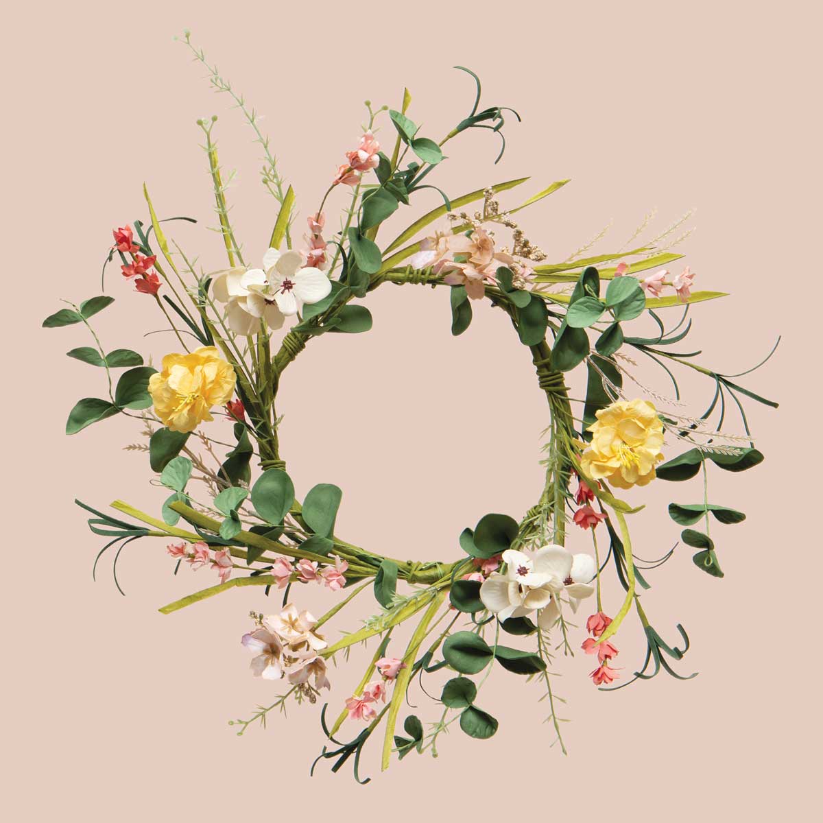 b50 MINI WREATH WHIMSEY FLORAL 17IN (INNER RING 6.5IN) - Click Image to Close
