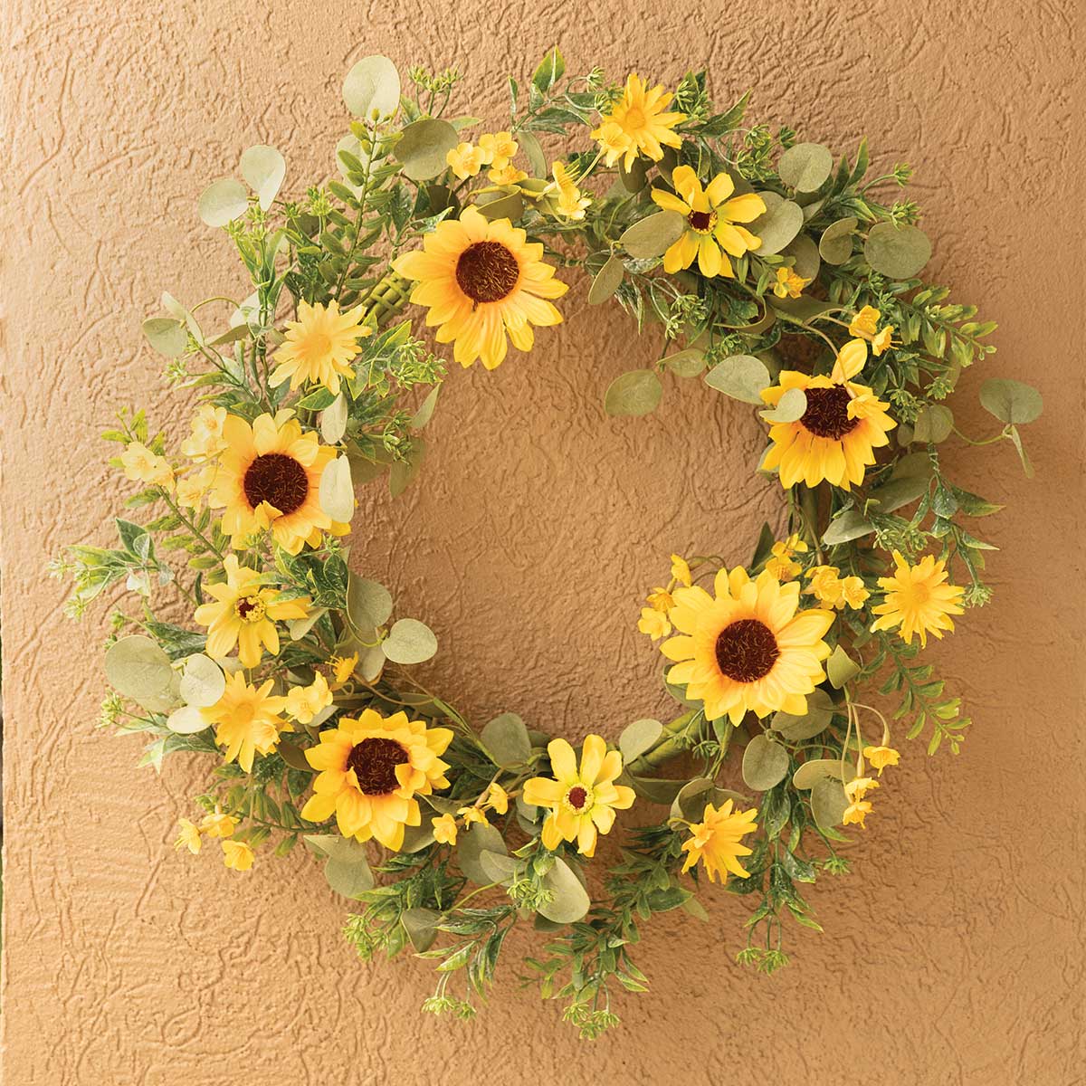 b50 WREATH SUNFLOWER/DAISY/EUC 23IN (INNER RING 11IN) - Click Image to Close