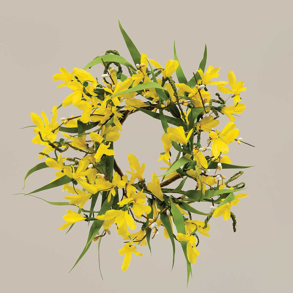 CANDLE RING FORSYTHIA/TWIGS 10IN (INNER RING 4IN) YELLOW