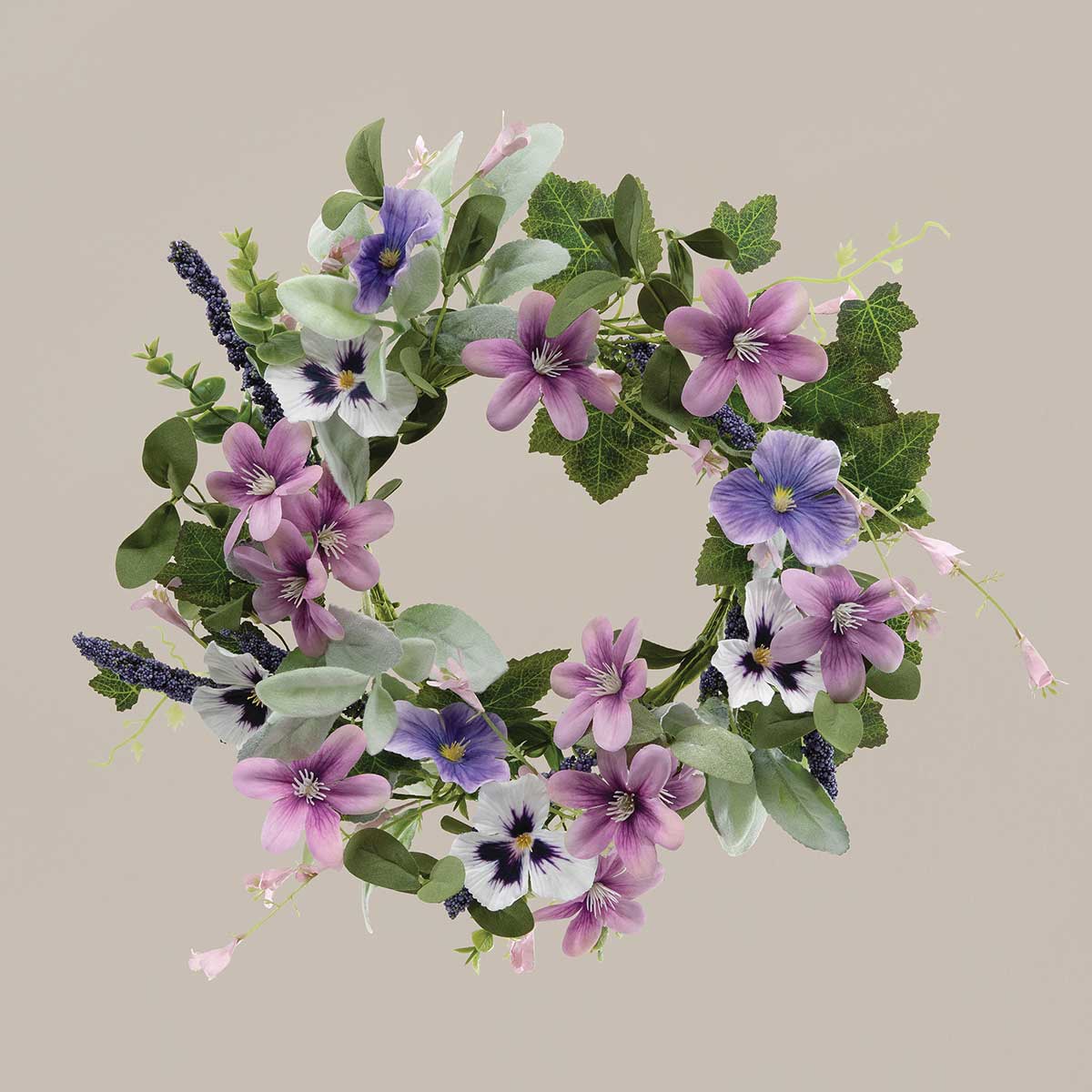 MINI WREATH PANSY BLOSSOM 18IN (INNER RING 6.5IN) PURPLE