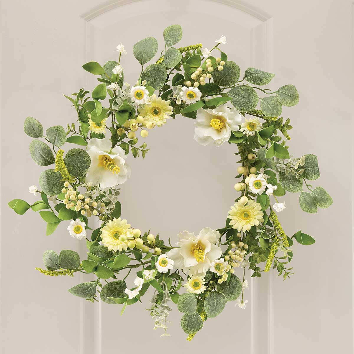 WREATH HIBISCUS/DAISY 22IN (INNER RING 11IN) POLYESTER/PAPER
