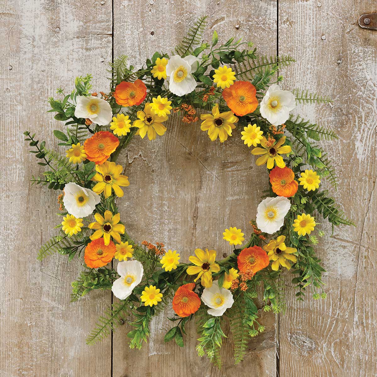 WREATH POPPY/DAISY 22IN (INNER RING 11IN) POLYESTER/PLASTIC - Click Image to Close